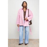 Oasis Women's Wrap Detail Belted Short Coat in Pink | Size: 14