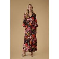 Oasis Women's Volume Sleeve Printed Viscose Midaxi Dress | Size: 12
