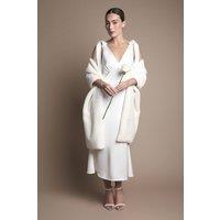 Coast Women's Ivory Faux Fur Wrap Shawl | Size: Large