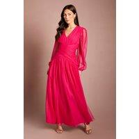 Coast Women's Pleated Mesh Midaxi Dress in Raspberry | Size: 10