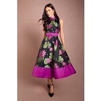 Coast Women's Jacquard Sleeveless Midi Dress With Satin Waistband in Green | Size: 16