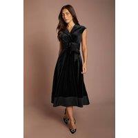 Coast Women's Belted Velvet Midi Dress in Black | Size: 18
