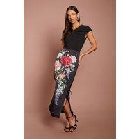 Coast Women's Printed Satin Midi Skirt in Black | Size: 16