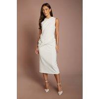 Coast Women's Cross Over Detail Crepe Pencil Midi Dress in Ivory | Size: 16