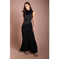 Coast Women's Drape High Neck Pleated Skirt Maxi Dress in Black | Size: 10