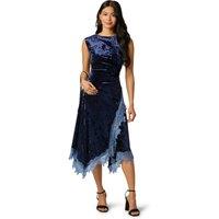 Adrianna by Adrianna Papell Women's Velvet & Lace Midi Dress in Navy | Size: 12