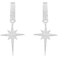 Latelita Women's North Star Burst Small Drop Earrings Silver in White