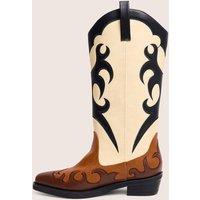 Public Desire Women's Celia Brown Western Knee High Boots | Size: 5