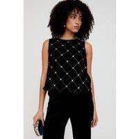 Lily and Lionel Women's Chiva Beaded Velvet Top In Black | Size: 8