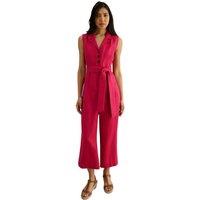 Hobbs London Women's Destiny Collared Linen Jumpsuit in Cerise | Size: 16
