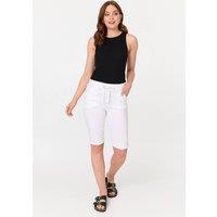 Izabel London Women's Tie Front Slim Knee Length Shorts in White | Size: 12