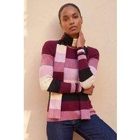 Roman Women's Stripe Scarf Knit Jumper in Pink | Size: 12