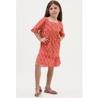 Enorsia Girl's Girls Ditsy Printed Dress in Orange | Size: 3-4 Years