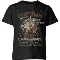 Looney Tunes Wile E Coyote Guitar Arena Tour Kids T-Shirt - Black | Size: YXL