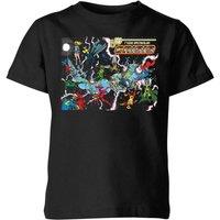 DC Comics Justice League Crisis On Infinite Earths Cover Kids T-Shirt - Black | Size: YXS