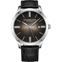 STHRLING Original Men's 4014 Quartz Watch sunburst Dial Leather Strap Tang Buckle in Silver