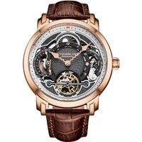 STHRLING Original Men's Celestial Timekeeper 1017 Dual Time Automatic 44mm Skeleton Watch in Gold