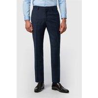 Ted Baker Men's Flat Fronted Checked Slim Fit Suit Trousers in Dark Blue | Size: 36R