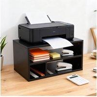 Living and Home 3-Tier Desktop Printer Stand with Storage, Office Desk Organiser in Black