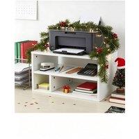 Living and Home 3-Tier Desktop Printer Stand with Storage, Office Desk Organiser in White