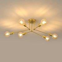 COMELY Industrial Chandelier, 6 Lights E27 Vintage Metal Gold Ceiling Lights