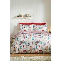 Catherine Lansfield Christmas Mouse Town Duvet Cover Set in Natural | Size: Single