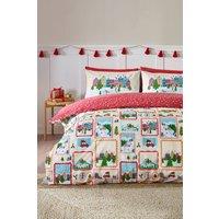 Catherine Lansfield Christmas Town Stamps Duvet Cover Set in Natural | Size: Single