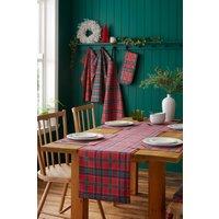 Catherine Lansfield 'Christmas Tartan Check' Cotton Reversible Dining Table Runner in Red