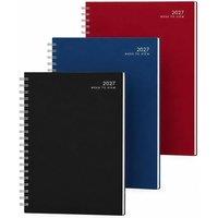 MANTRARAJ A5 2027 Spiral Bound Week To View Classic Diary with Hardback Cover in Red