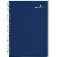 MANTRARAJ A5 2027 Spiral Bound Week To View Classic Diary with Hardback Cover in Blue