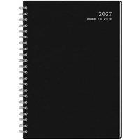 MANTRARAJ A5 2027 Spiral Bound Week To View Classic Diary with Hardback Cover in Black