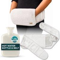 volila Hot Water Bottle Belt 1.5L - Luxury Soft Cover with Hot Water Bag For Period Pain Relief in White