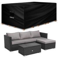 Futura Premium 600D Rectangular 280 x 204 x 106 cm Waterproof Garden Furniture Cover, Outdoor Patio Weatherproof Rattan Sofa Guard in Black