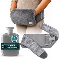 volila Hot Water Bottle Belt 1.5L - Luxury Soft Cover with Hot Water Bag For Period Pain Relief in Grey