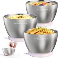 Greentainer Durable Baby Bowl Set Double-Wall Insulated 3 Pcs in Pink