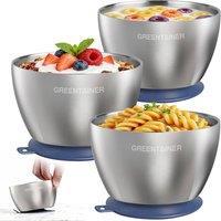 Greentainer Insulated Baby Bowl Set with Removable Silicone Suction Base 3 Pcs