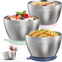 Greentainer Insulated Baby Bowl Set With Silicone Suction Base 3 Pcs