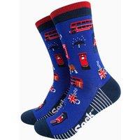 Sock Talk Men's London Landmarks Bamboo Socks in Royal Blue | Size: 7-11