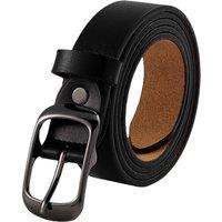 MODISHION Women's Classic Pin Buckle Leather Belt in Black | Size: Large/XL