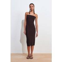 Dilvin Women's Strapless Bodycon Midi Dress in Charcoal | Size: Small