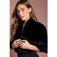 Coast Women's Black Faux Fur Short Cape | Size: 16