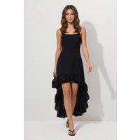MissPap Women's Premium Chiffon Ruffle Maxi Dress in Black | Size: 12