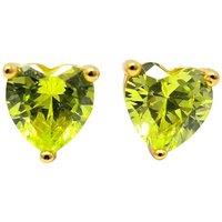 Harfi Women's Peridot Heart August Birthstone Stud Earrings in Gold