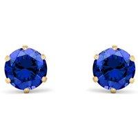 Jewelco London Women's 9ct Gold Teal Blue CZ Solitaire Stud Earrings, 5mm 1 Carat