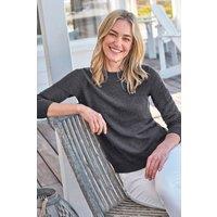 WoolOvers Women's Cashmere & Merino Crew Neck Jumper Womens in Charcoal | Size: Small