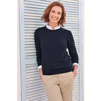 WoolOvers Women's Cashmere & Merino Crew Neck Jumper Womens in Navy | Size: Medium