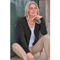 WoolOvers Women's Cashmere & Merino Classic V Neck Cardigan in Charcoal | Size: 2XL