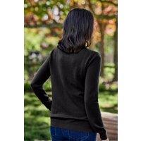 WoolOvers Women's Cashmere & Merino Classic Crew Neck Cardigan in Black | Size: XS