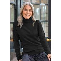 WoolOvers Women's Cashmere & Merino Fitted Polo Neck Jumper Womens in Black | Size: Large