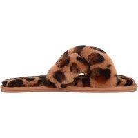 SNUGRUGS Women's Genuine Thick Sheepskin Open Back Peep Toe Cross Over Slipper Slider | Size: 5